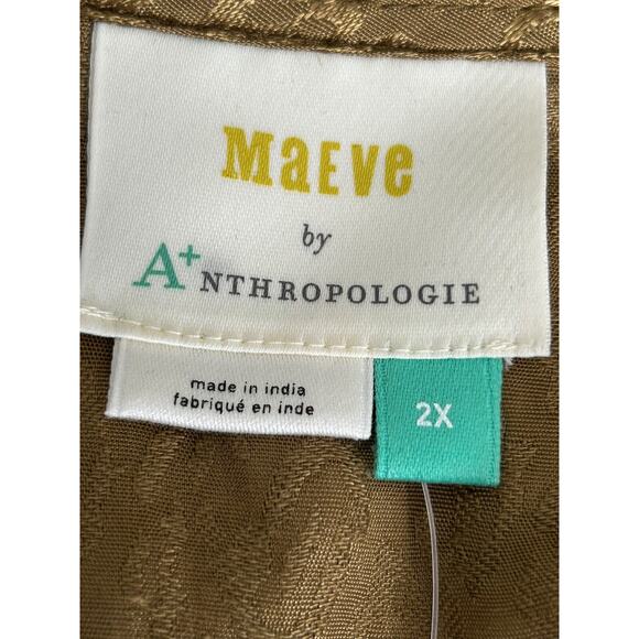 Maeve Anthropologie Jacket Womens Size 2X Satin Bomber Olive Green Full Zip - Picture 7 of 11